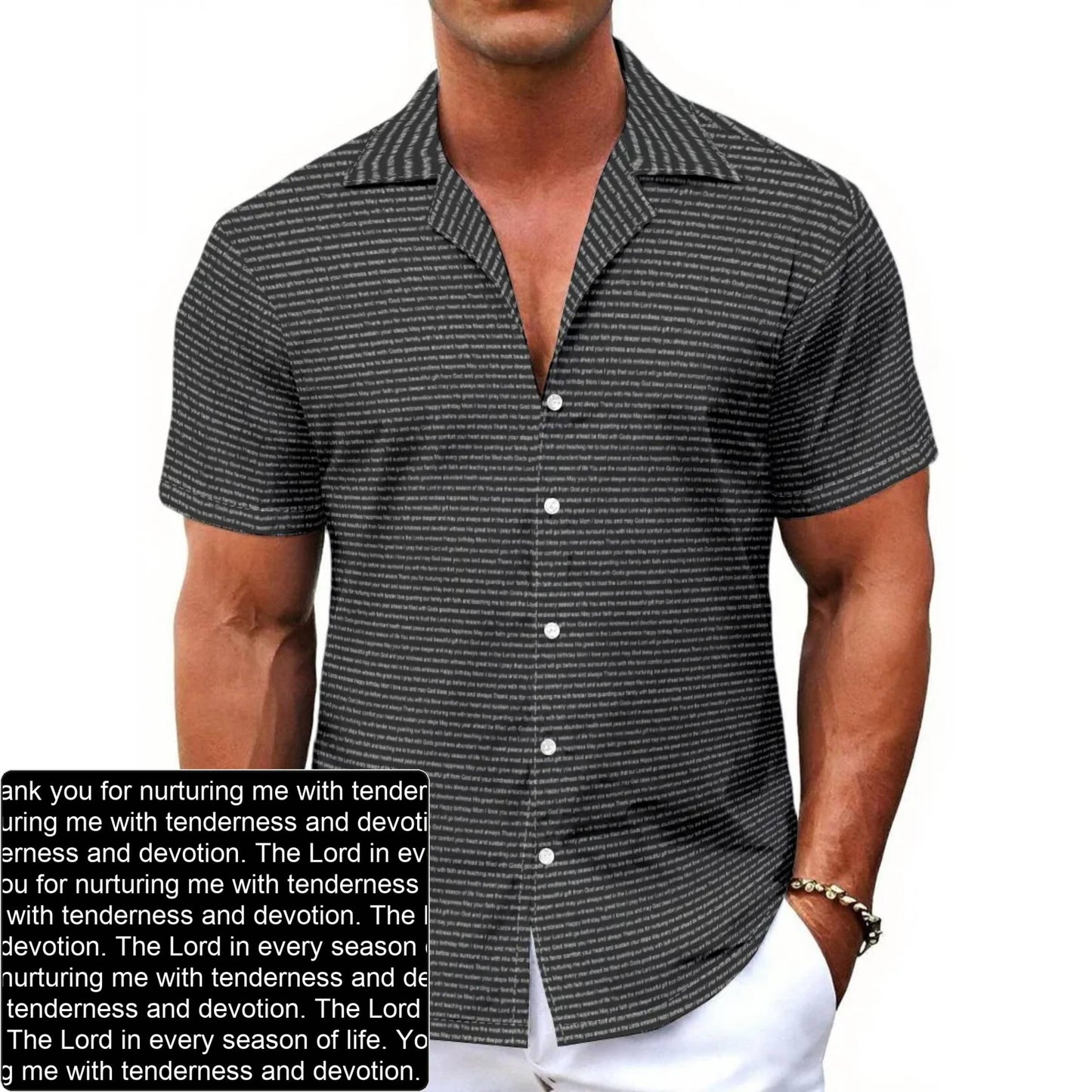 Men's Stretch AOP Hawaiian Shirt | Personalized Verse & Text