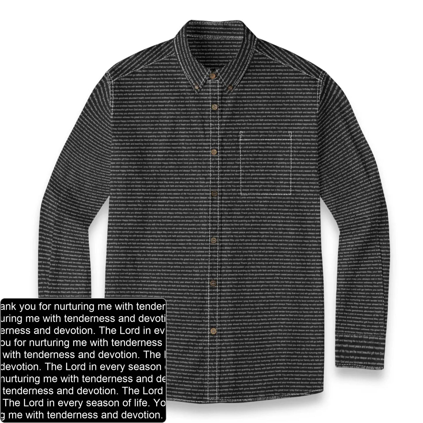 Men's Slub Cotton AOP Button-Down LS Shirt | Personalized Verse & Text