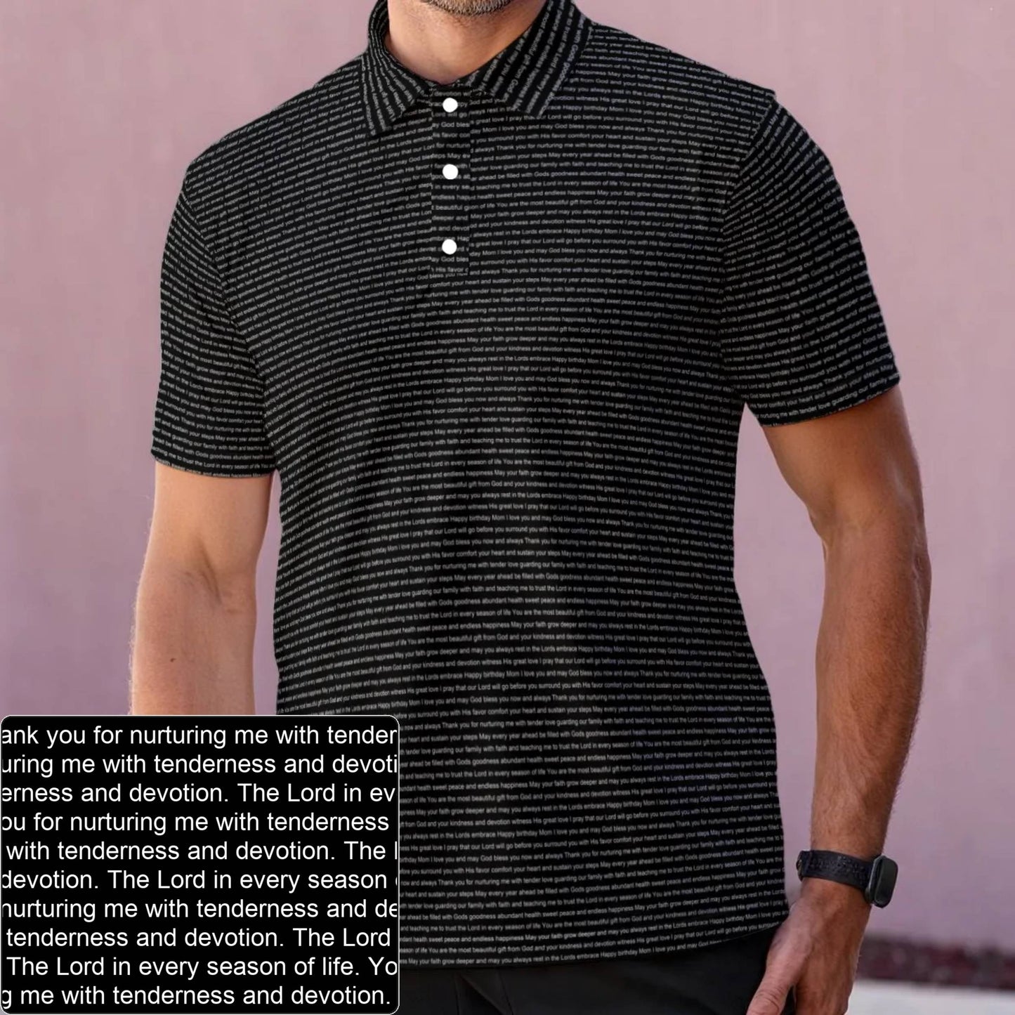 Men's Stretch AOP Polo Shirt | Personalized Verse & Text