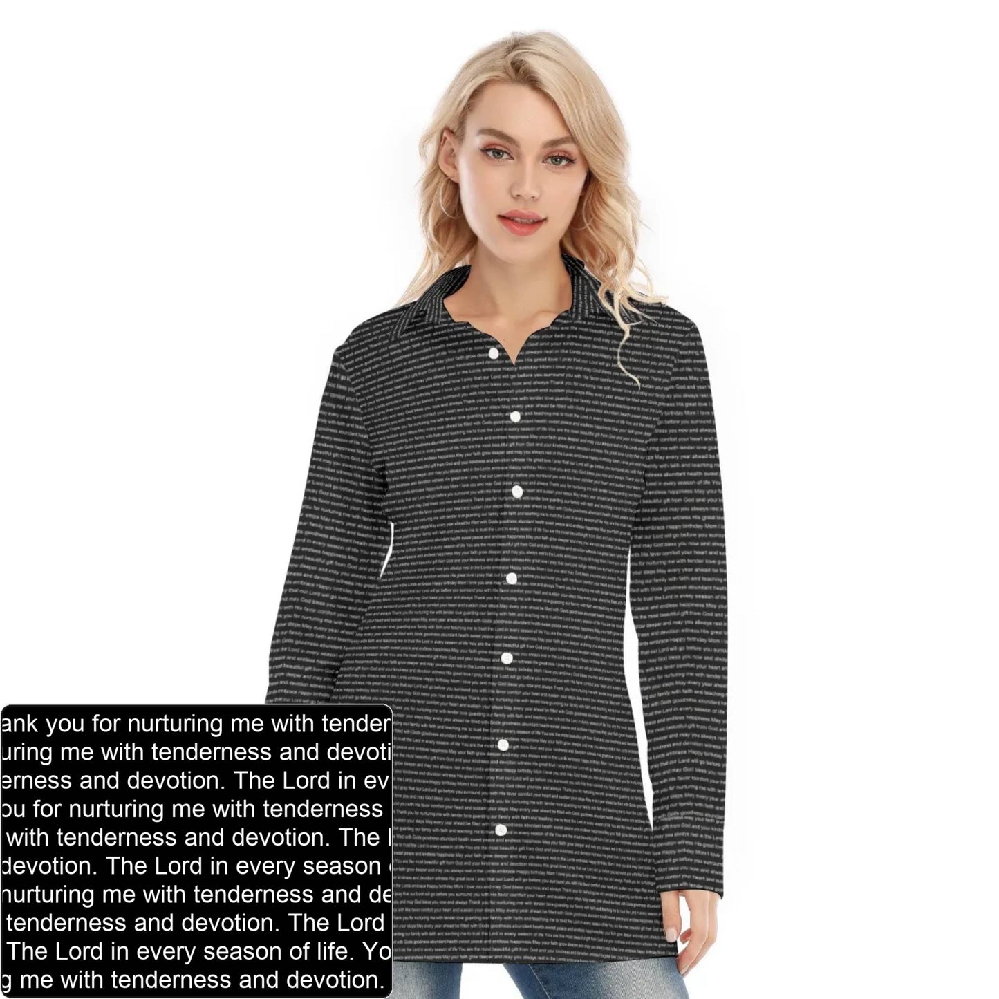 Women's AOP LS Shirt Dress | Personalized Verse & Text