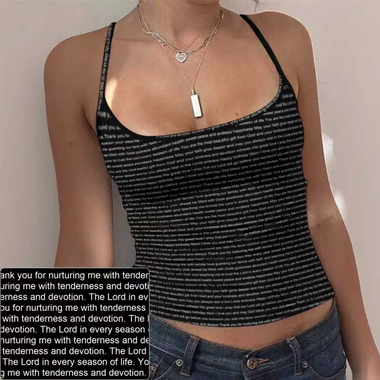 Women's Spaghetti Strap AOP Tank Top | Personalized Verse & Text