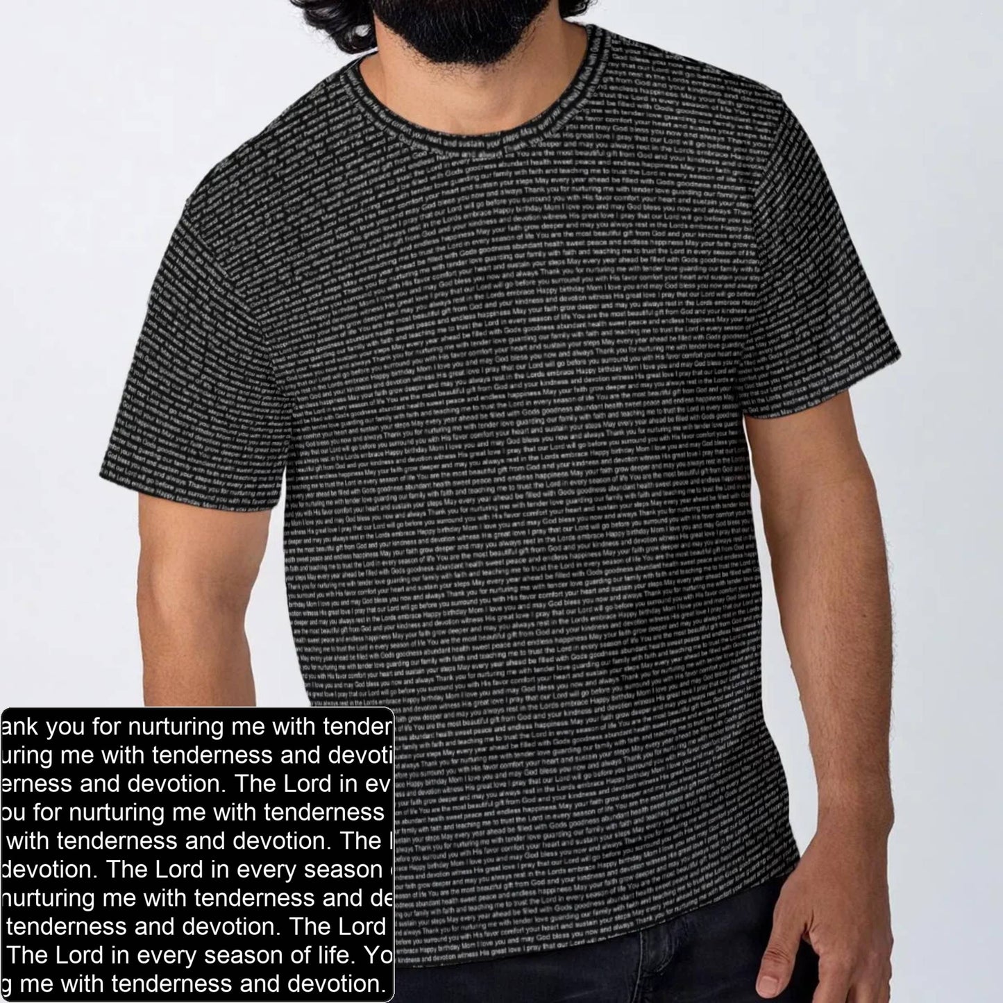 Men's Cotton AOP Crewneck T-Shirt | Personalized Verse & Text