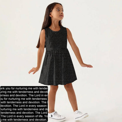 Girls' Sleeveless AOP A-Line Dress | Personalized Blessing & Text