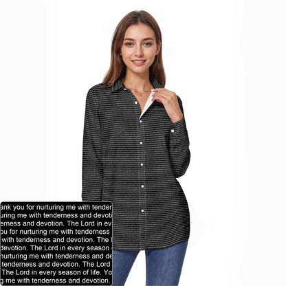Women's Slub Cotton AOP Long-Sleeve Shirt | Personalized Verse & Text