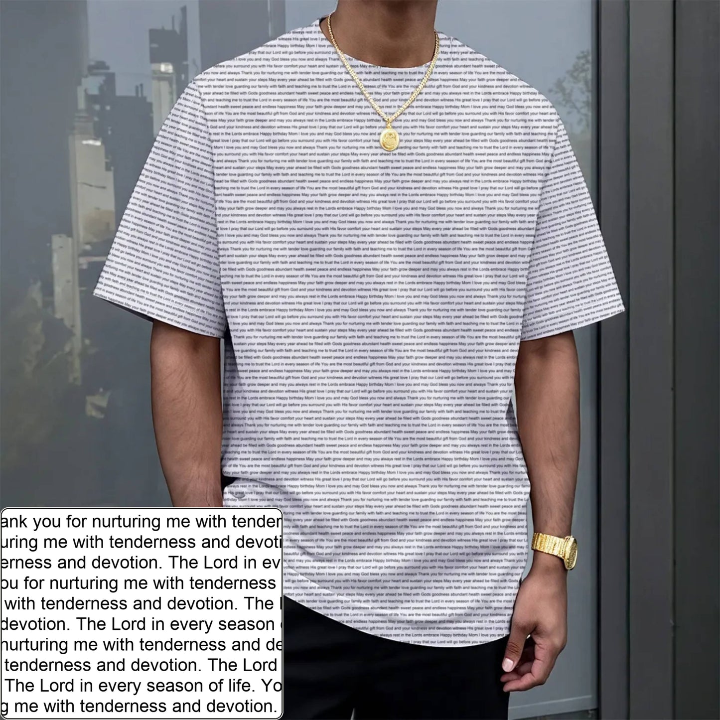Unisex AOP Drop-Shoulder T-Shirt | Personalized Verse & Text