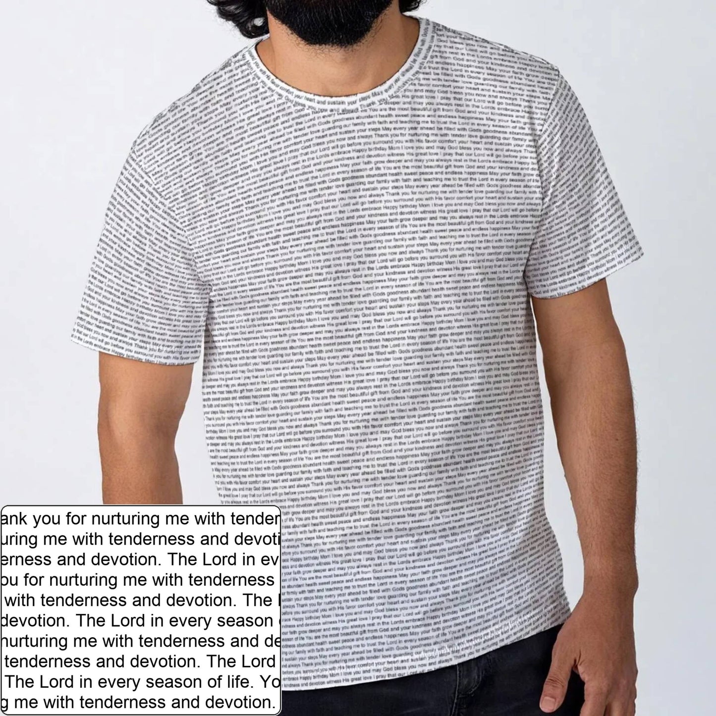 Men's Cotton AOP Crewneck T-Shirt | Personalized Verse & Text