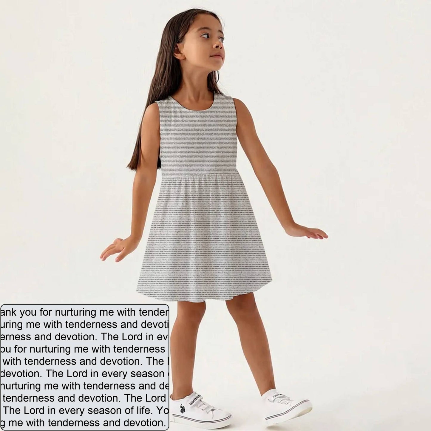 Girls' Sleeveless AOP A-Line Dress | Personalized Blessing & Text