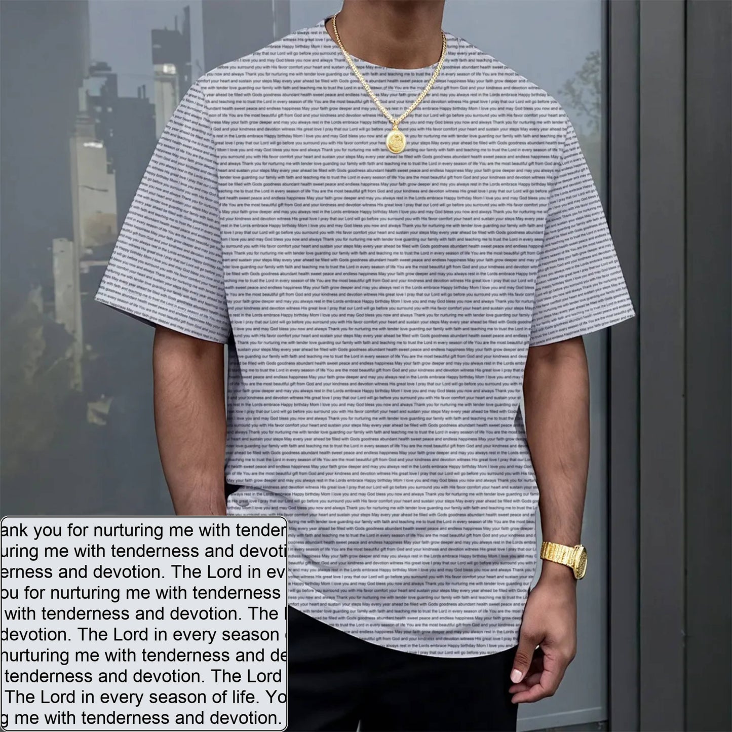 Unisex AOP Drop-Shoulder T-Shirt | Personalized Verse & Text