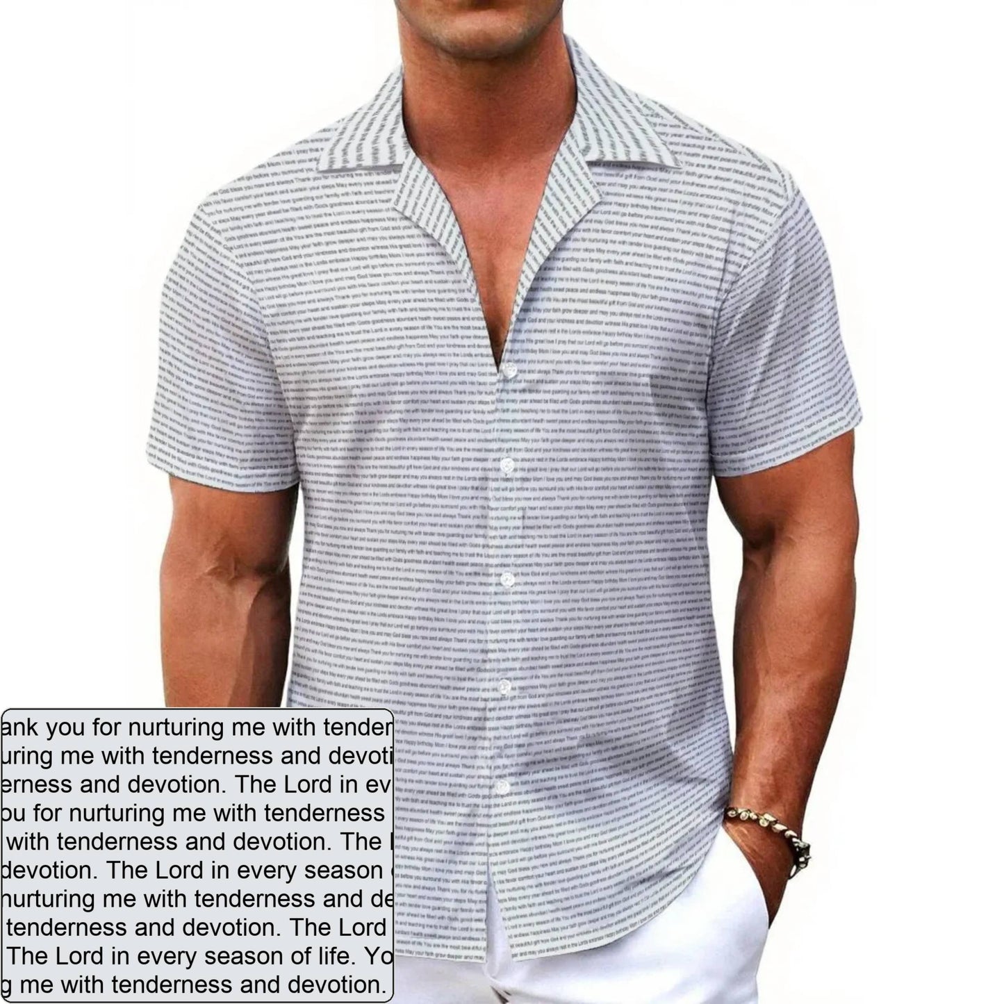 Men's Stretch AOP Hawaiian Shirt | Personalized Verse & Text