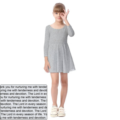 Girls' AOP Long Sleeve Dress | Personalized Blessing & Text