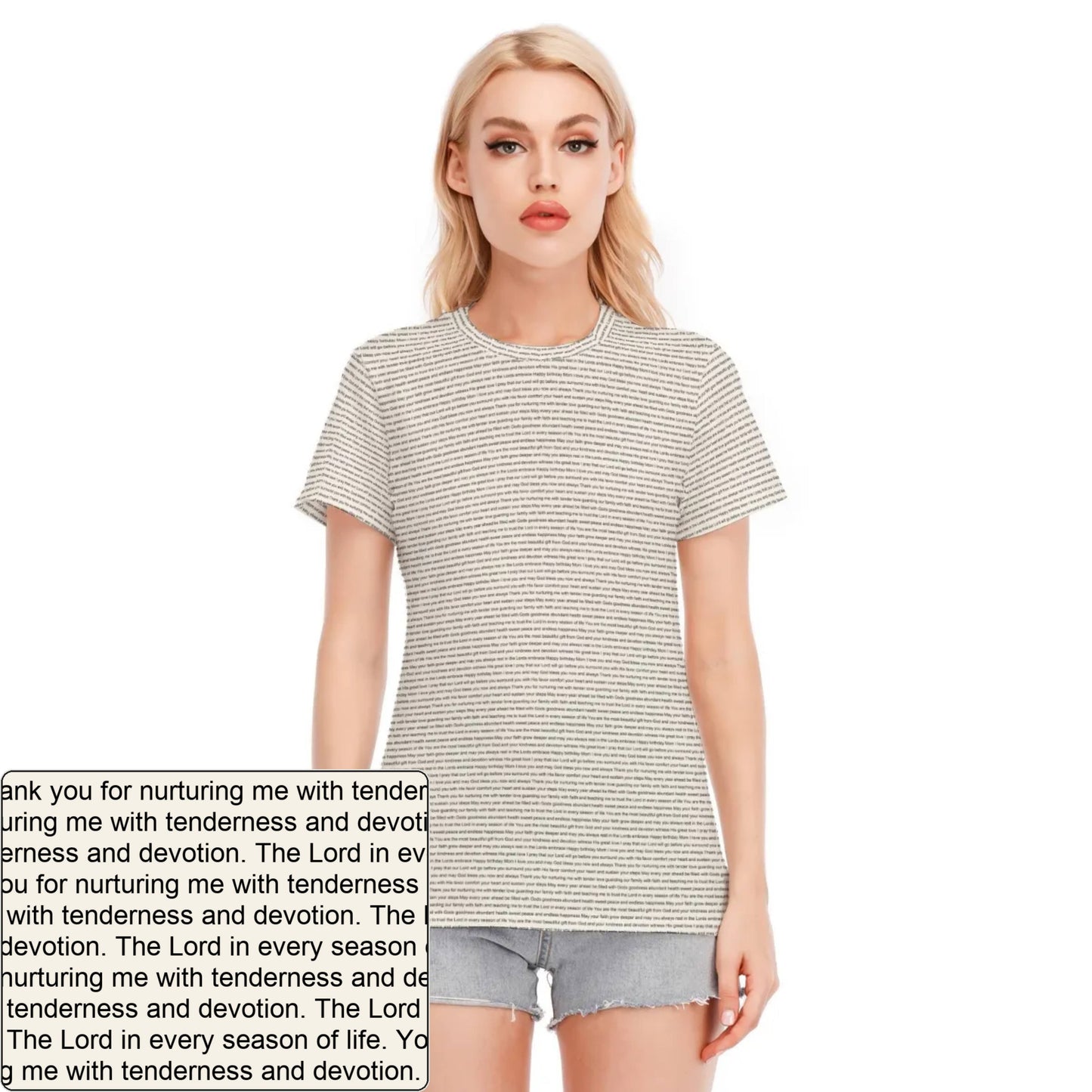 Women's Cotton AOP T-Shirt | Personalized Verse & Text