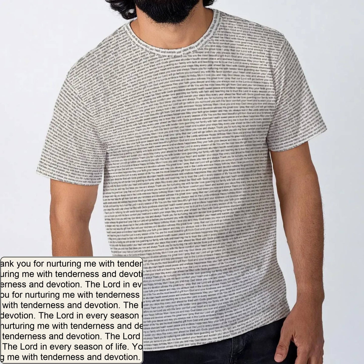 Men's Cotton AOP Crewneck T-Shirt | Personalized Verse & Text