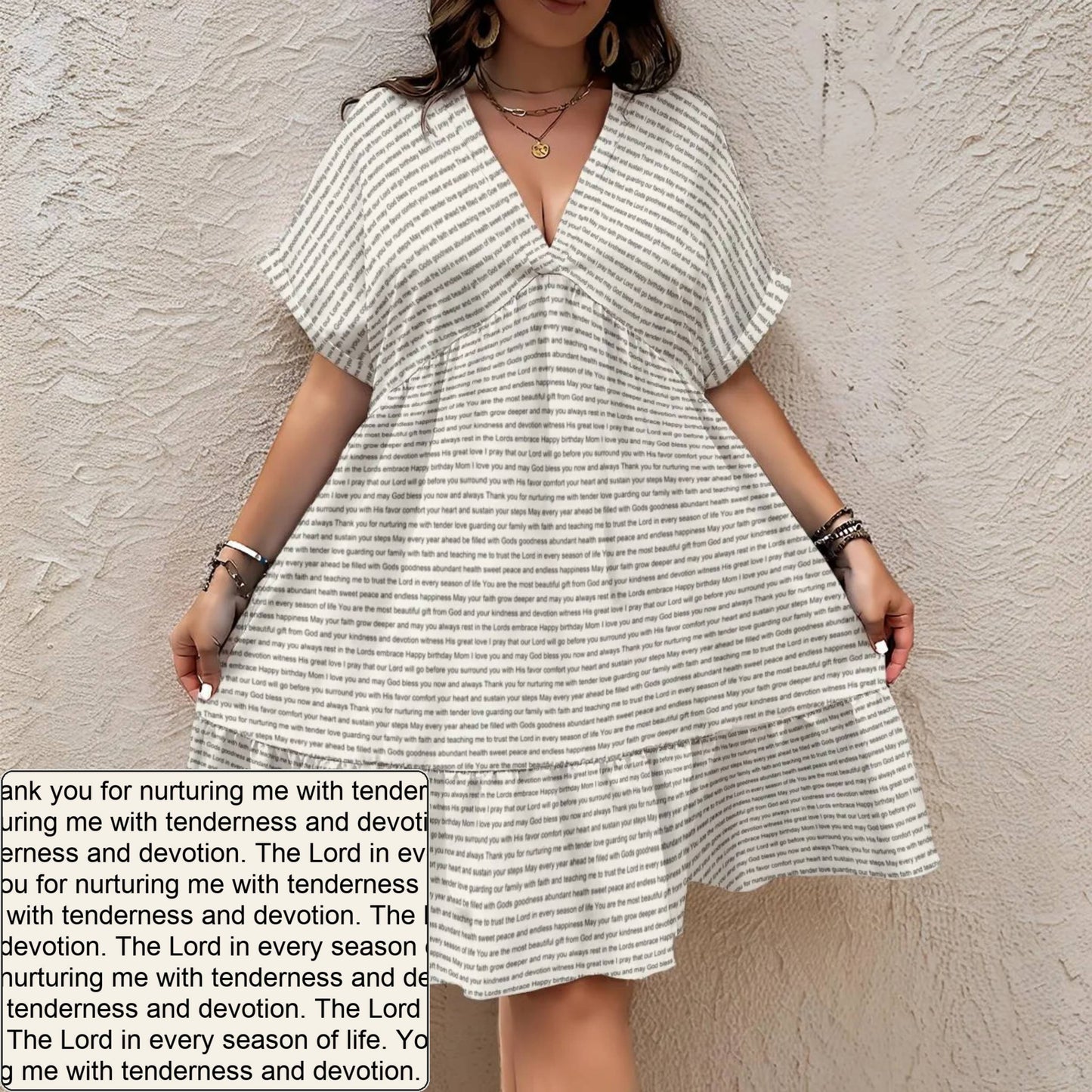 Women's AOP V-Neck Dress | Personalized Verse & Text