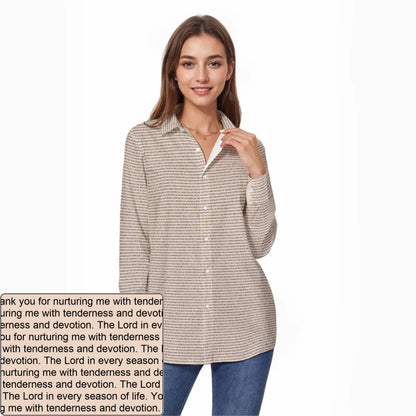 Women's Slub Cotton AOP Long-Sleeve Shirt | Personalized Verse & Text
