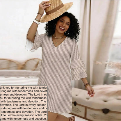 Women's AOP Ruffle-Sleeve Dress | Personalized Verse & Text