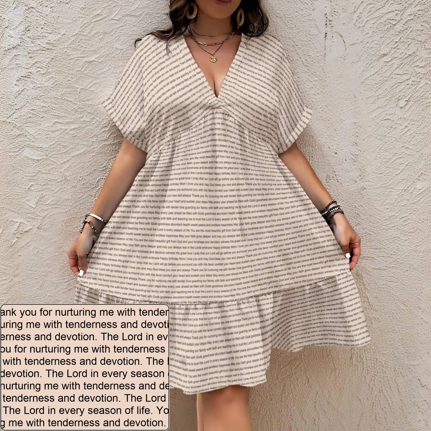 Women's AOP V-Neck Dress | Personalized Verse & Text