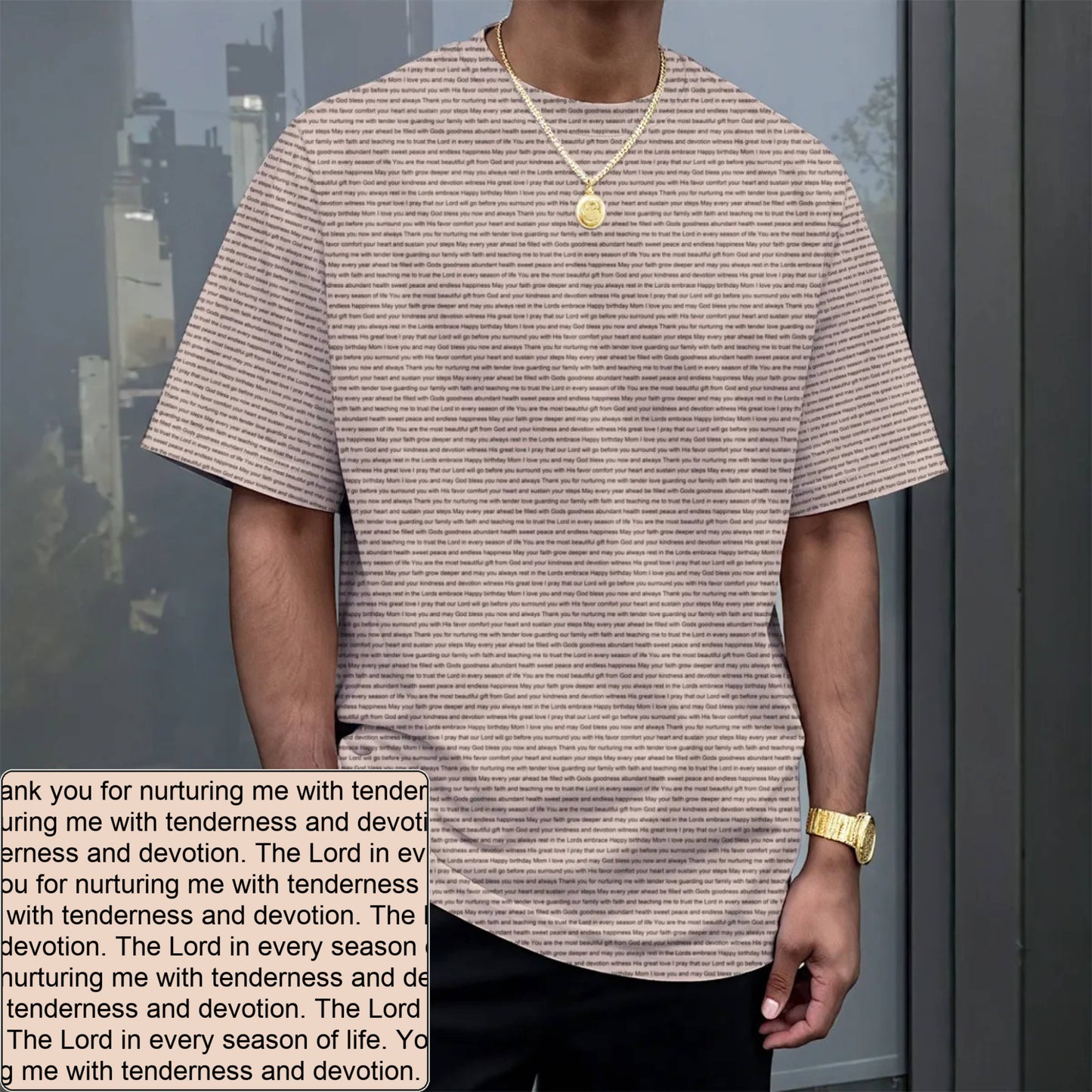 Unisex AOP Drop-Shoulder T-Shirt | Personalized Verse & Text