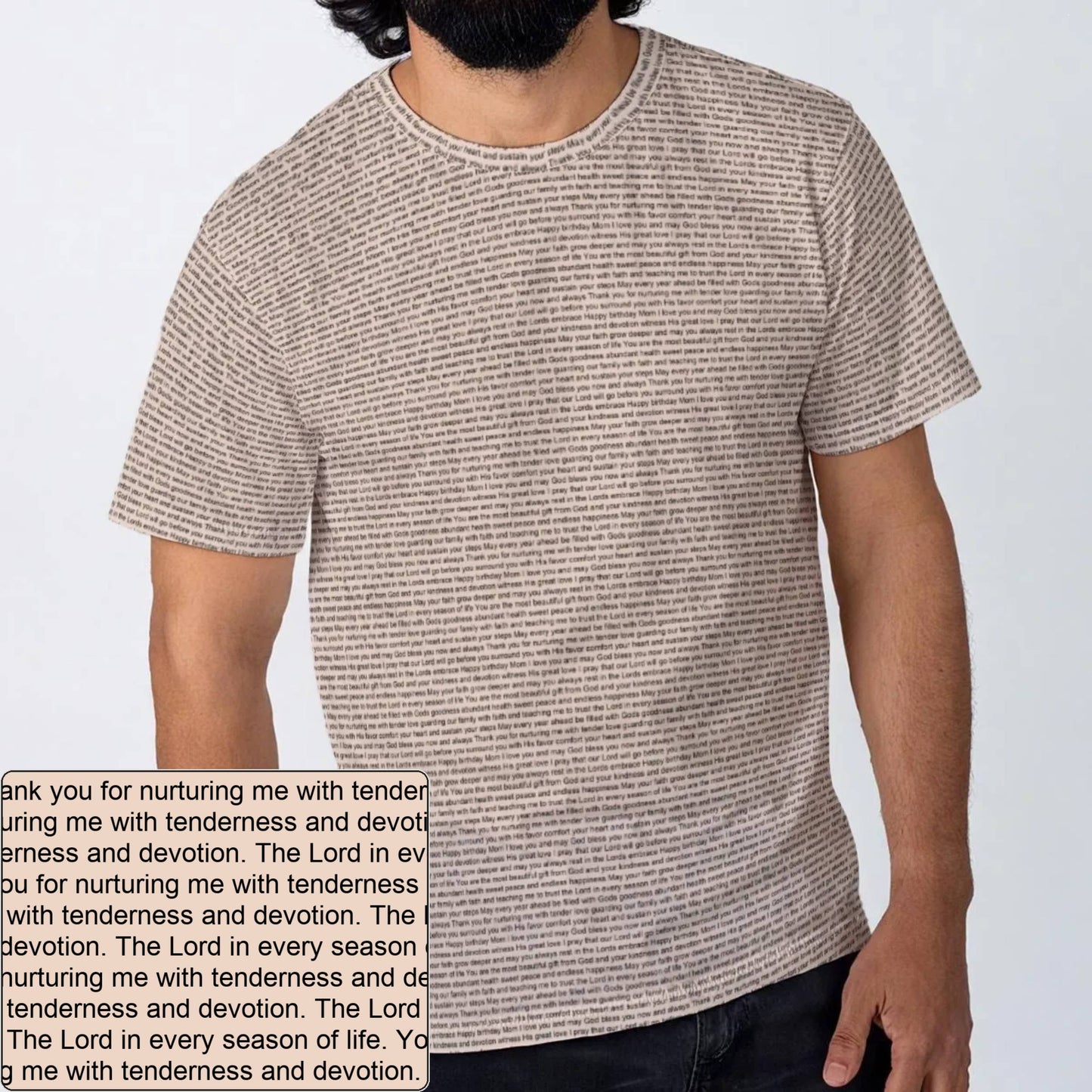 Men's Cotton AOP Crewneck T-Shirt | Personalized Verse & Text