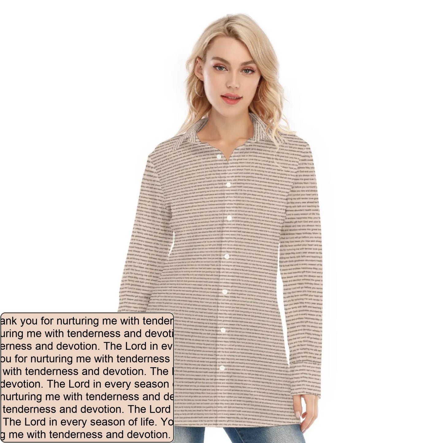 Women's AOP LS Shirt Dress | Personalized Verse & Text