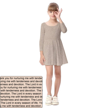 Girls' AOP Long Sleeve Dress | Personalized Blessing & Text