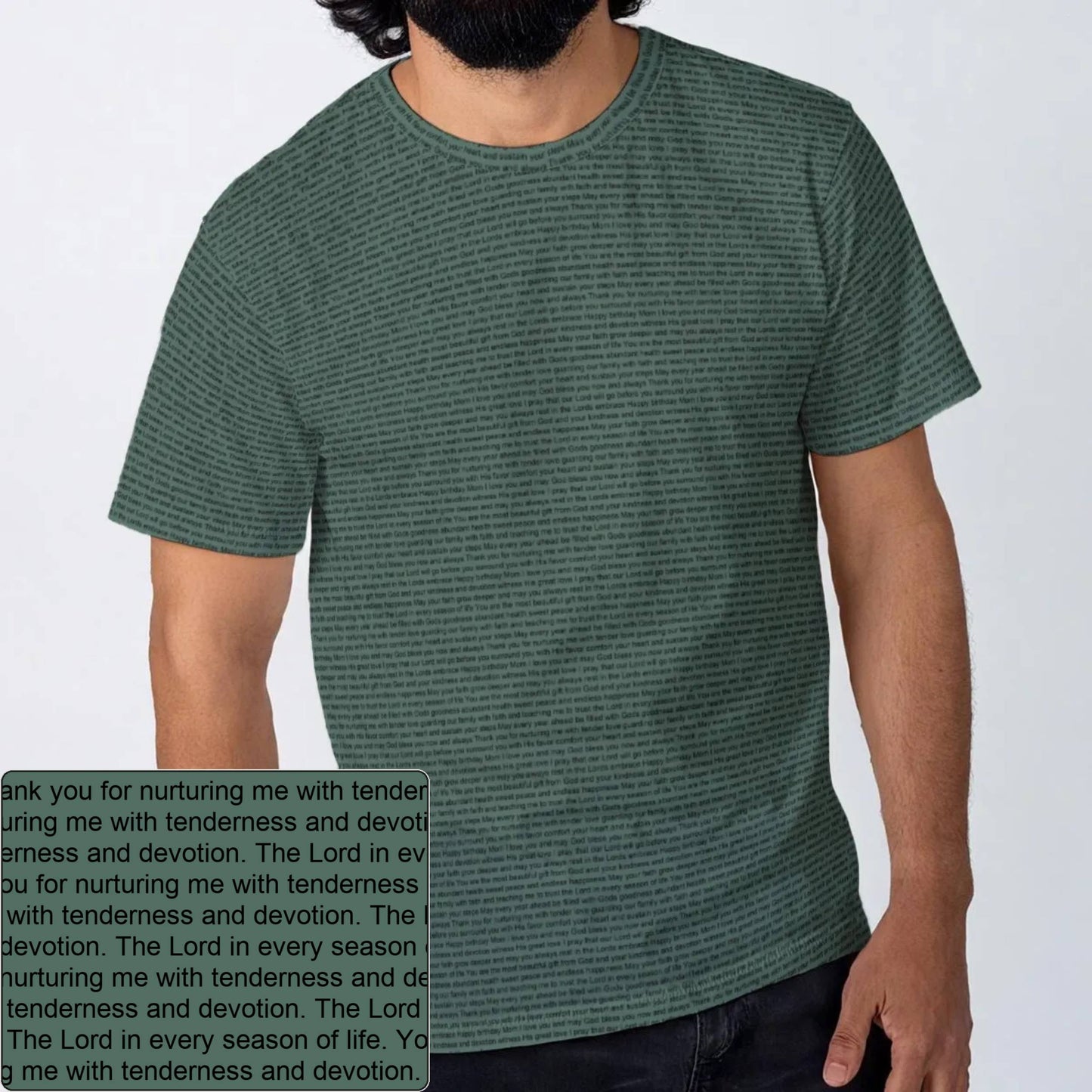 Men's Cotton AOP Crewneck T-Shirt | Personalized Verse & Text