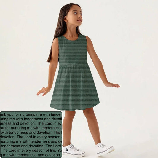 Girls' Sleeveless AOP A-Line Dress | Personalized Blessing & Text