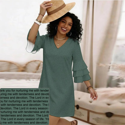 Women's AOP Ruffle-Sleeve Dress | Personalized Verse & Text