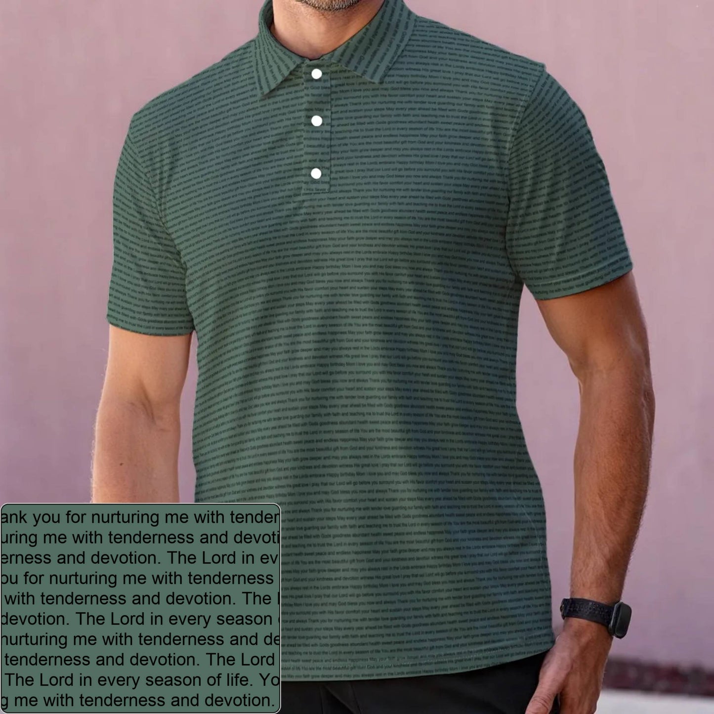 Men's Stretch AOP Polo Shirt | Personalized Verse & Text