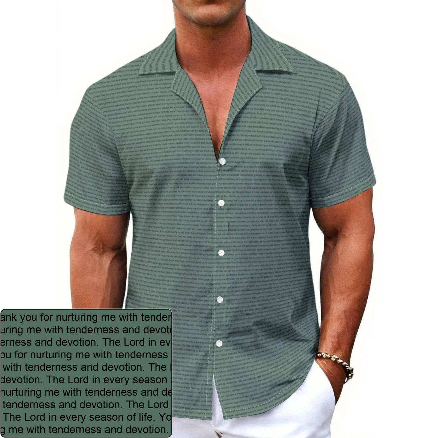 Men's Stretch AOP Hawaiian Shirt | Personalized Verse & Text