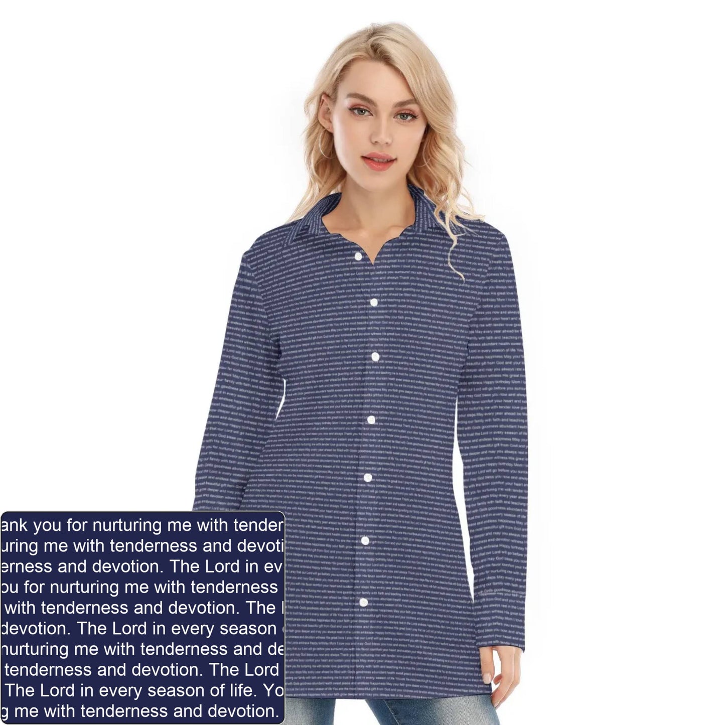 Women's AOP LS Shirt Dress | Personalized Verse & Text