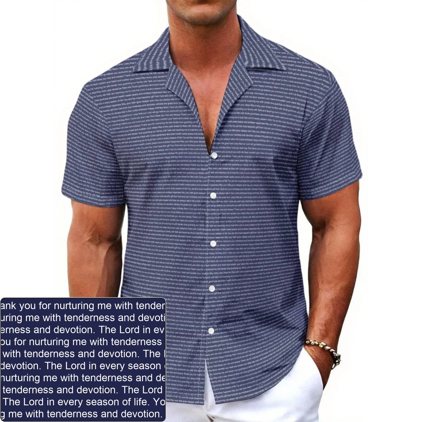 Men's Stretch AOP Hawaiian Shirt | Personalized Verse & Text