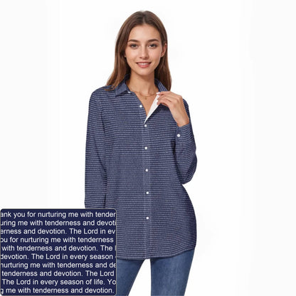 Women's Slub Cotton AOP Long-Sleeve Shirt | Personalized Verse & Text