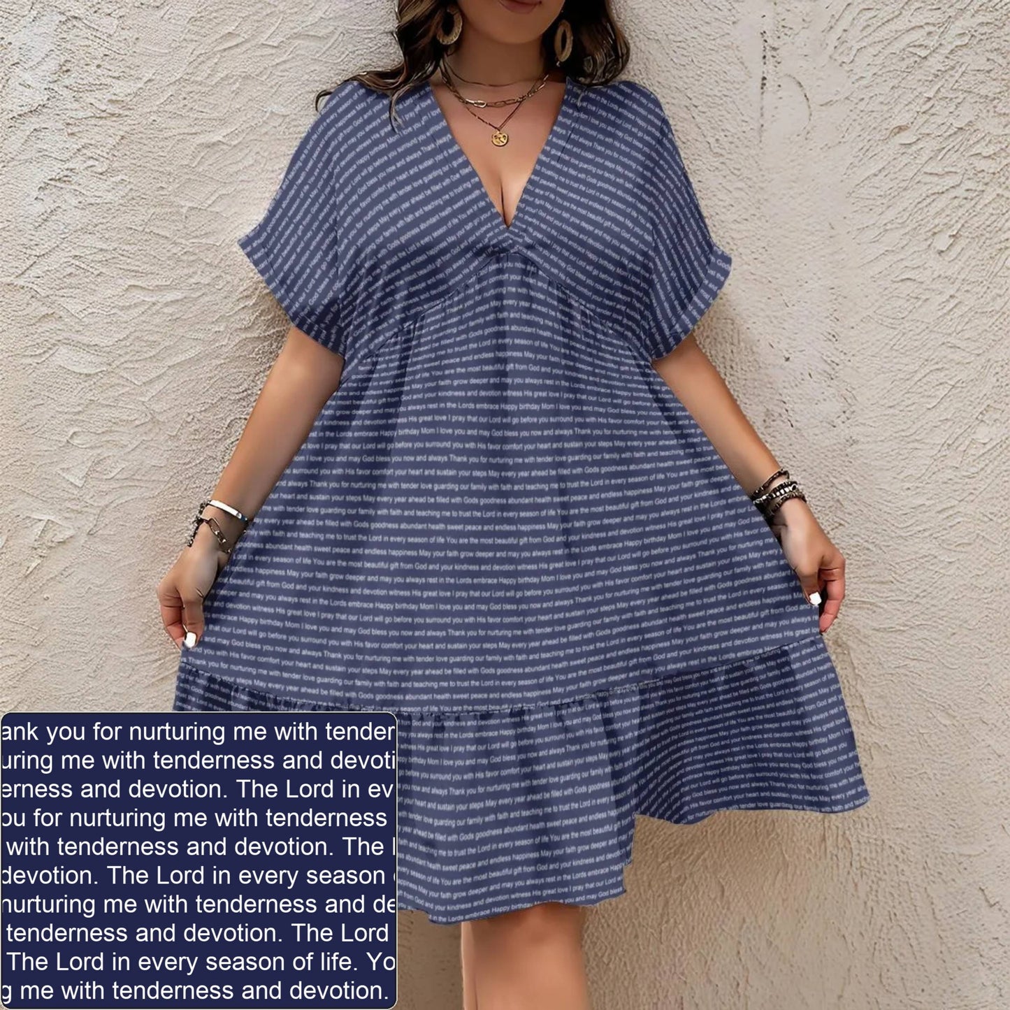 Women's AOP V-Neck Dress | Personalized Verse & Text