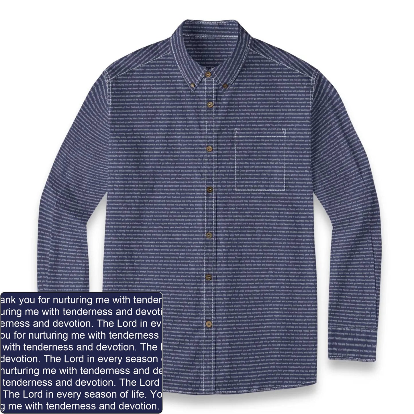 Men's Slub Cotton AOP Button-Down LS Shirt | Personalized Verse & Text