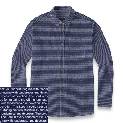 Men's Slub Cotton AOP Button-Down LS Shirt | Personalized Verse & Text