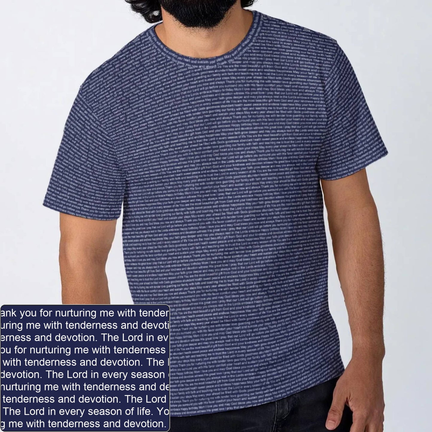 Men's Cotton AOP Crewneck T-Shirt | Personalized Verse & Text