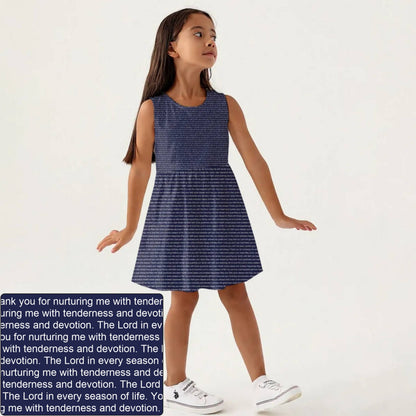 Girls' Sleeveless AOP A-Line Dress | Personalized Blessing & Text