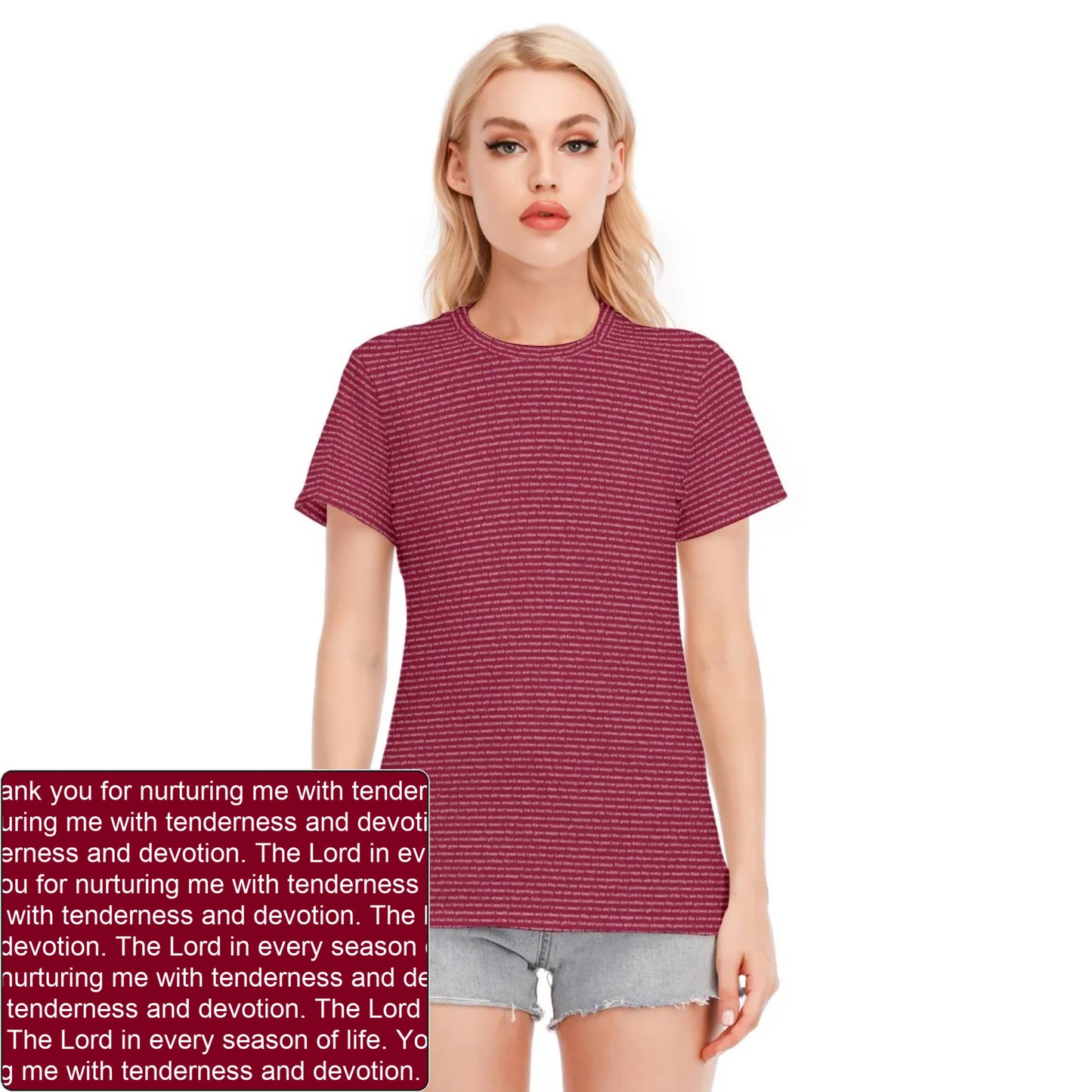 Women's Cotton AOP T-Shirt | Personalized Verse & Text