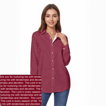 Women's Slub Cotton AOP Long-Sleeve Shirt | Personalized Verse & Text