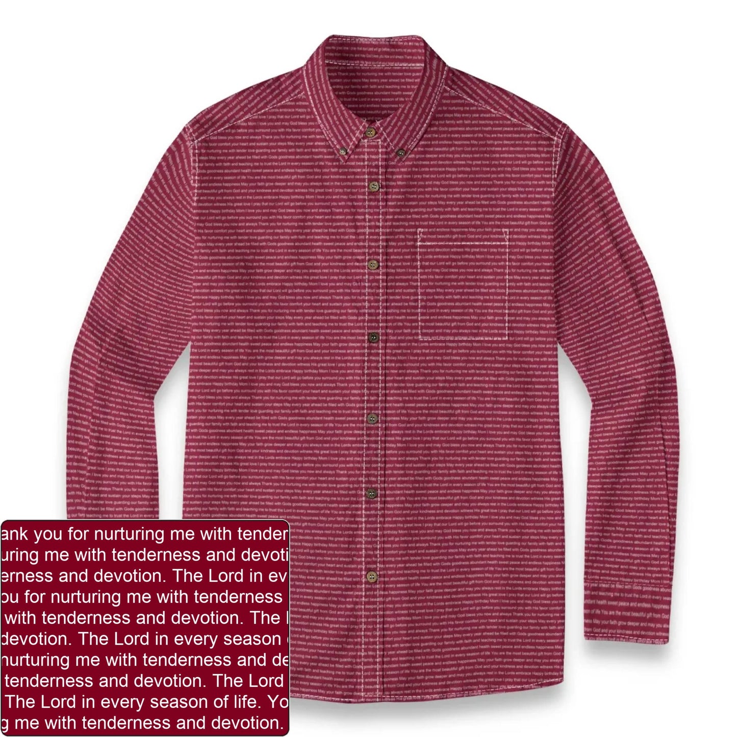 Men's Slub Cotton AOP Button-Down LS Shirt | Personalized Verse & Text