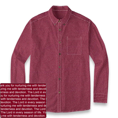 Men's Slub Cotton AOP Button-Down LS Shirt | Personalized Verse & Text