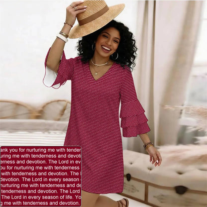 Women's AOP Ruffle-Sleeve Dress | Personalized Verse & Text