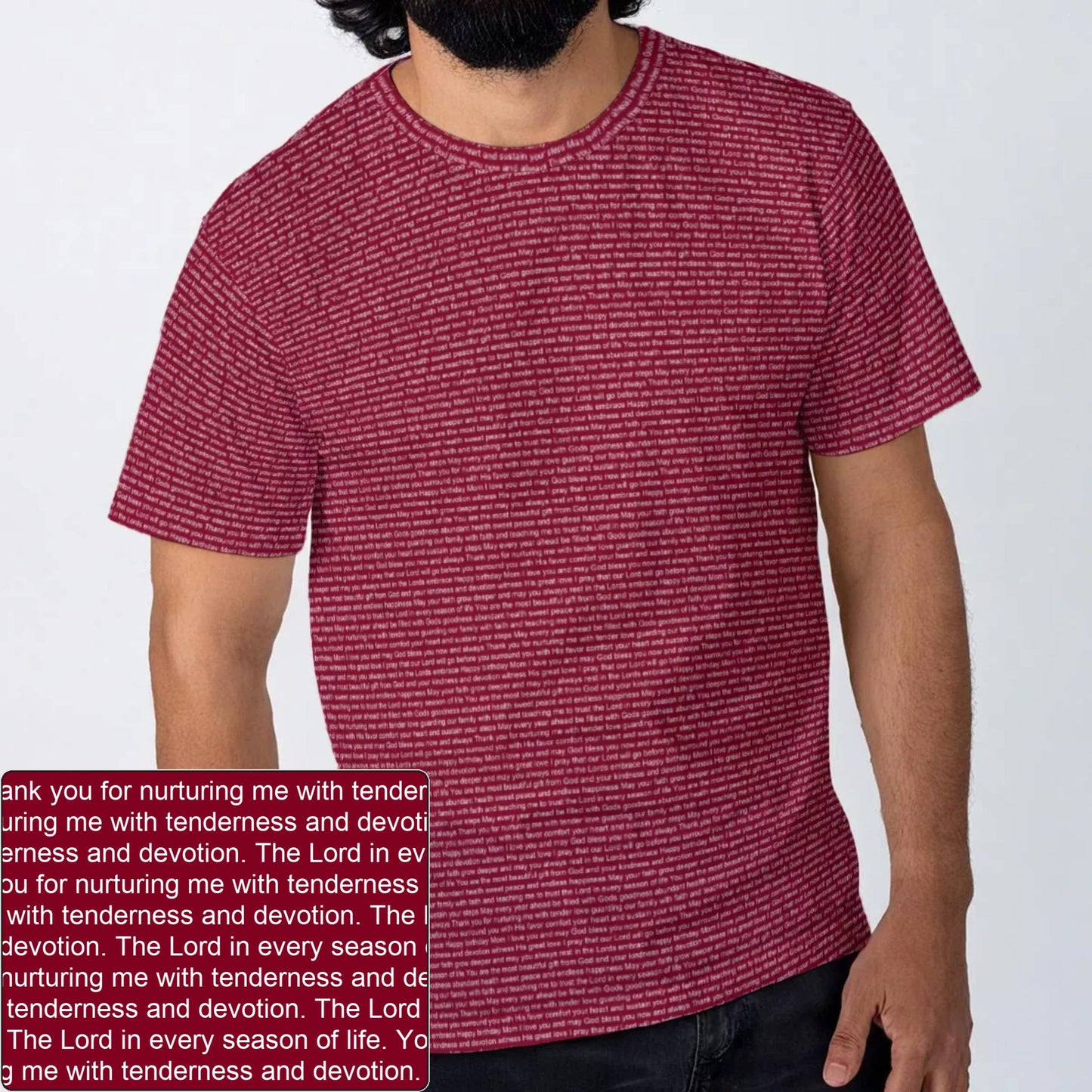 Men's Cotton AOP Crewneck T-Shirt | Personalized Verse & Text