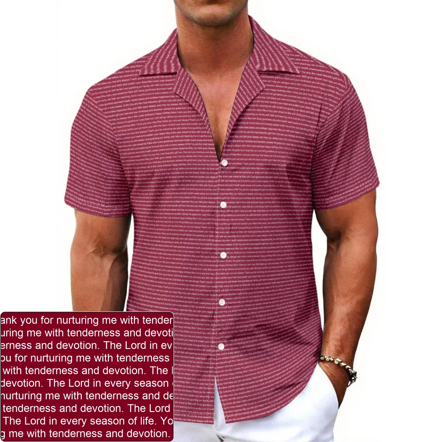 Men's Stretch AOP Hawaiian Shirt | Personalized Verse & Text