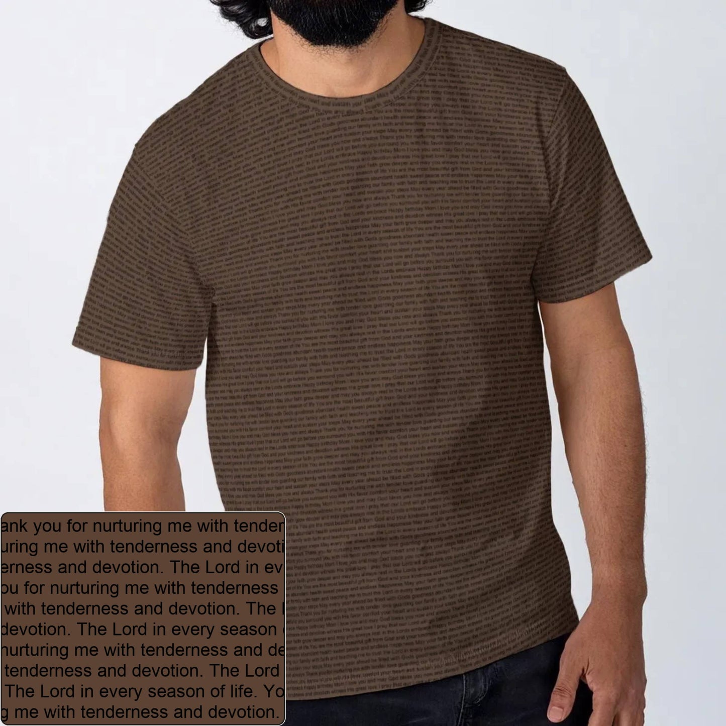 Men's Cotton AOP Crewneck T-Shirt | Personalized Verse & Text