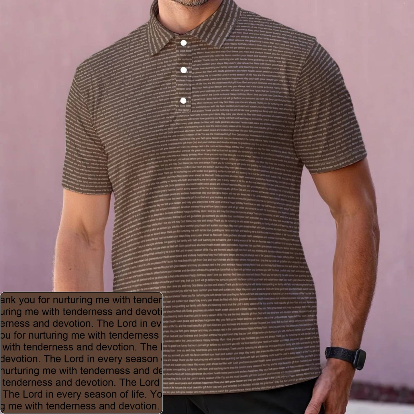 Men's Stretch AOP Polo Shirt | Personalized Verse & Text