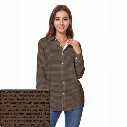 Women's Slub Cotton AOP Long-Sleeve Shirt | Personalized Verse & Text