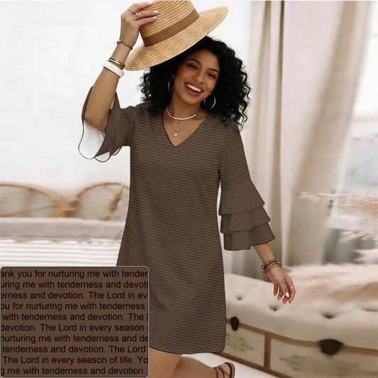 Women's AOP Ruffle-Sleeve Dress | Personalized Verse & Text