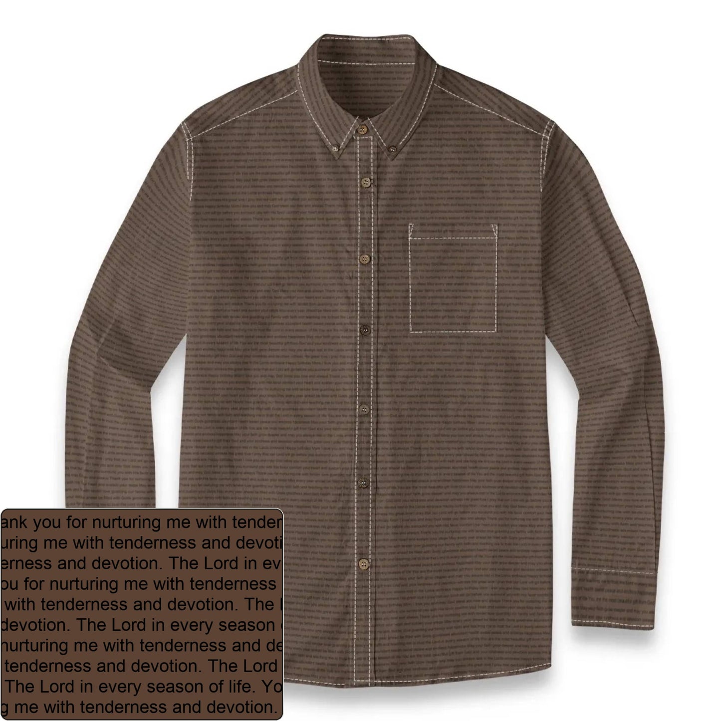 Men's Slub Cotton AOP Button-Down LS Shirt | Personalized Verse & Text