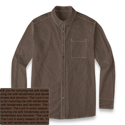 Men's Slub Cotton AOP Button-Down LS Shirt | Personalized Verse & Text